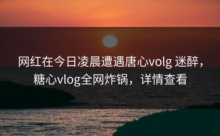 网红在今日凌晨遭遇唐心volg 迷醉，糖心vlog全网炸锅，详情查看