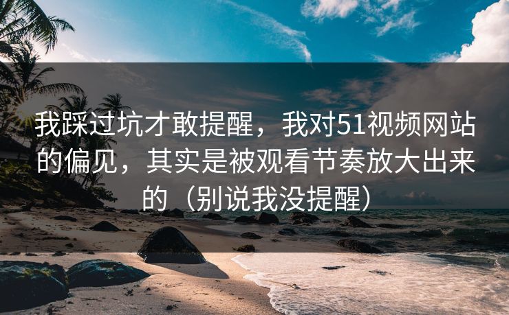 我踩过坑才敢提醒，我对51视频网站的偏见，其实是被观看节奏放大出来的（别说我没提醒）
